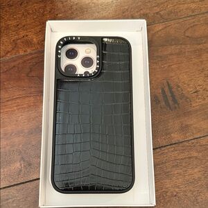 Casetify Black Croc-Embossed Phone Case